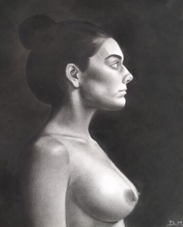 Dibujo titulada "La femme" por Déryck Maindron, Obra de arte original, Carbón