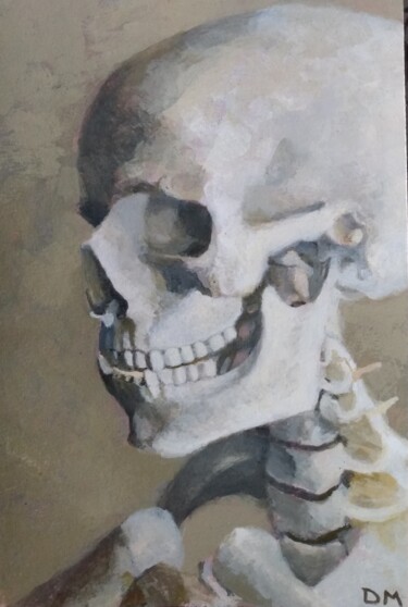 Peinture intitulée "Soldat squelette" par Déryck Maindron, Œuvre d'art originale, Gouache