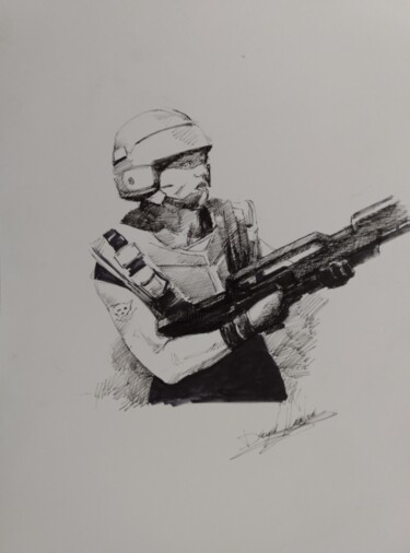 "Starship troopers s…" başlıklı Resim Déryck Maindron tarafından, Orijinal sanat, Mürekkep