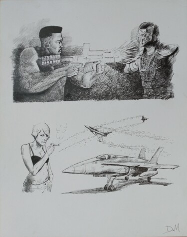 Rysunek zatytułowany „Ice cold gun (MK sk…” autorstwa Déryck Maindron, Oryginalna praca, Atrament