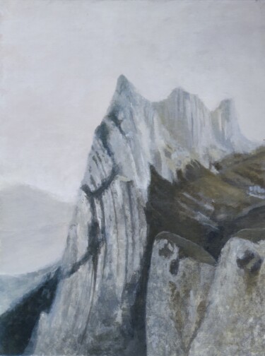 Pintura intitulada "Montagne lunaire" por Déryck Maindron, Obras de arte originais, Guache