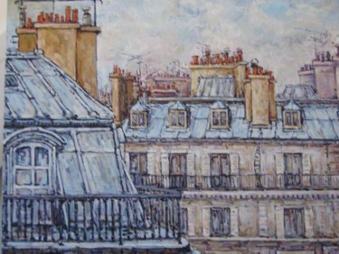 Painting titled "Toits de Paris - Ro…" by S Desage, Original Artwork, Oil