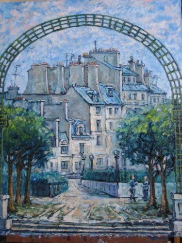 Painting titled "Paris - Jardin des…" by S Desage, Original Artwork, Oil