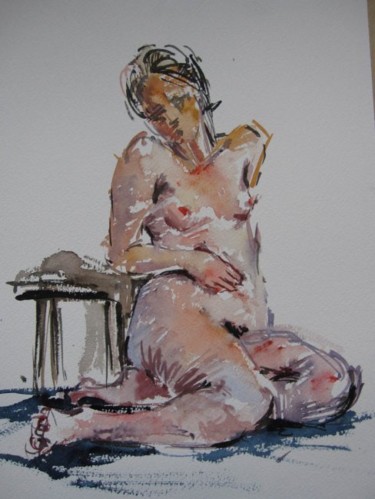 Painting titled "Nu féminin - Female…" by S Desage, Original Artwork, Oil