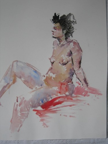 Painting titled "Nu féminin - Female…" by S Desage, Original Artwork, Oil