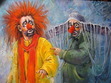 Painting titled "Clowns russes" by S Desage, Original Artwork, Oil
