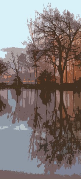 Arts numériques intitulée "Arbres, étang, refl…" par René Desenne, Œuvre d'art originale, Autre