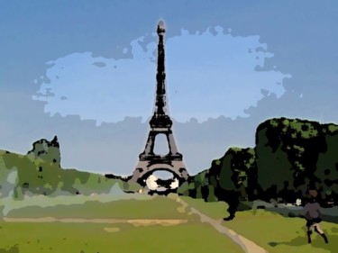 Digital Arts titled "Tour Eiffel, esquis…" by René Desenne, Original Artwork, Other