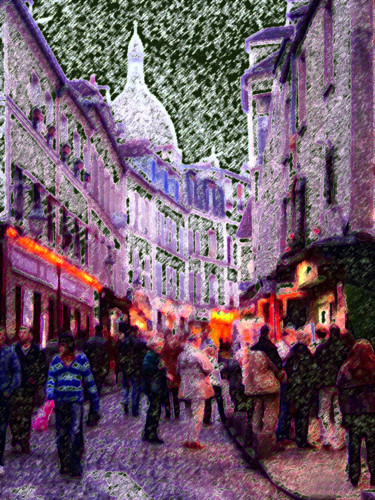 Arte digitale intitolato "Une rue de Montmart…" da René Desenne, Opera d'arte originale, Altro
