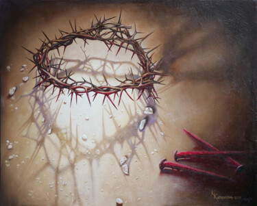 Painting titled "Crown of thorns Pai…" by Katerina Kariukova, Original Artwork, Oil