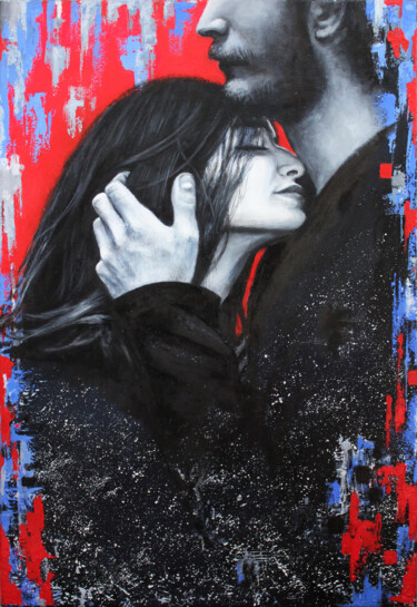 Peinture intitulée "Lovers hug. Embrace…" par Katerina Kariukova, Œuvre d'art originale, Huile