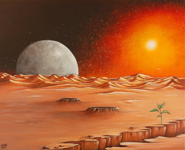 Painting titled "Vue sur Mars" by Les Pinceaux D'Alice, Original Artwork, Acrylic