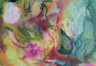 Malerei mit dem Titel "Bergfrieden am See…" von Franziska Van Der Geest, Original-Kunstwerk, Pastell