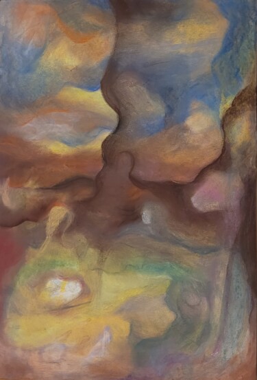Malerei mit dem Titel "Das Lamm Gottes" von Franziska Van Der Geest, Original-Kunstwerk, Pastell