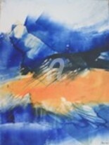 Peinture intitulée "Entre deux eaux" par Copyright Maria Desmée, Droits Protégés , Œuvre d'art originale, Huile