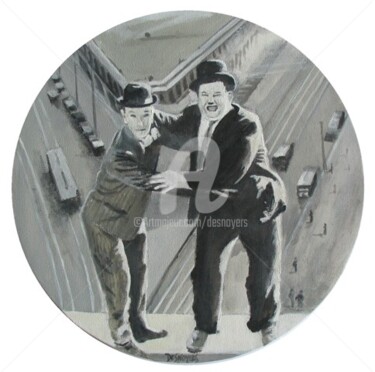 Pintura intitulada "Sten Laurel- Oliver…" por Desnoyers, Obras de arte originais, Acrílico