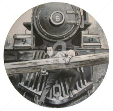 Painting titled "Buster Keaton" by Desnoyers, Original Artwork, Acrylic