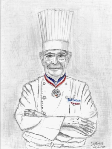 Digital Arts titled "Paul Bocuse" by Desnoyers, Original Artwork, Pencil