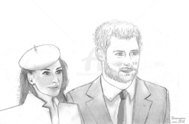 Digital Arts titled "Prince Harry & Mégh…" by Desnoyers, Original Artwork, Pencil
