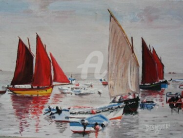 Painting titled "Retour au port de k…" by Desnoyers, Original Artwork, Oil