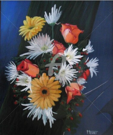 Peinture intitulée "Le Bouquet de l'Expo" par Desnoyers, Œuvre d'art originale, Huile