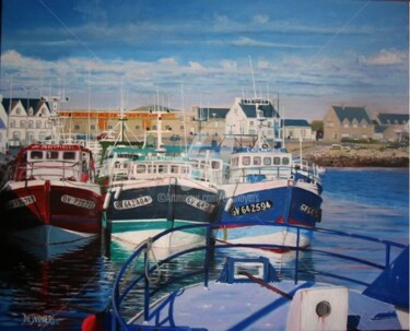 Painting titled "LE PORT DE ST GUENO…" by Desnoyers, Original Artwork, Oil