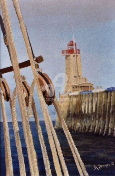 Peinture intitulée "A Bord de Tante Fin…" par Desnoyers, Œuvre d'art originale, Huile