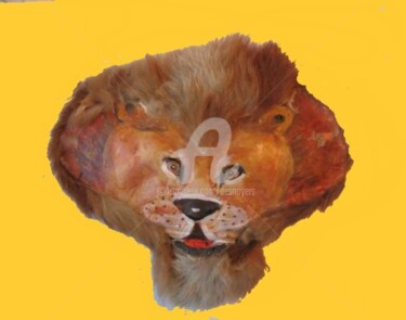 Peinture intitulée "LE LION" par Desnoyers, Œuvre d'art originale, Huile