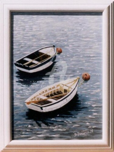 Картина под названием "Les canotes" - Desnoyers, Подлинное произведение искусства, Масло