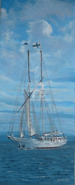 Peinture intitulée "Goélette Finlandaise" par Desnoyers, Œuvre d'art originale, Huile