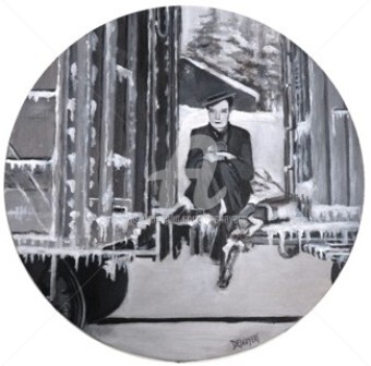 Painting titled "Buster Keaton à fro…" by Desnoyers, Original Artwork, Acrylic