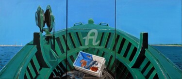 Peinture intitulée "Au large du phare d…" par Desnoyers, Œuvre d'art originale, Huile