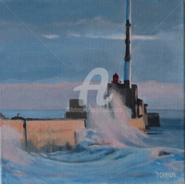 Painting titled "LA JETEE DU HAVRE#A…" by Desnoyers, Original Artwork, Acrylic