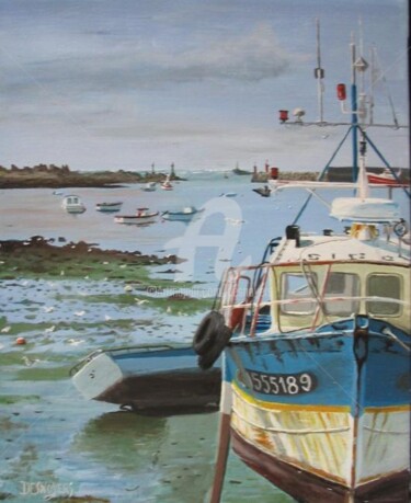 Painting titled "MAREE  BASSE A ST G…" by Desnoyers, Original Artwork, Oil