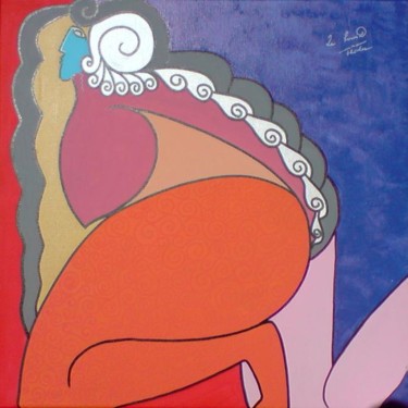 Malerei mit dem Titel "Femme à la chevelur…" von De Sousa / Desousart, Original-Kunstwerk