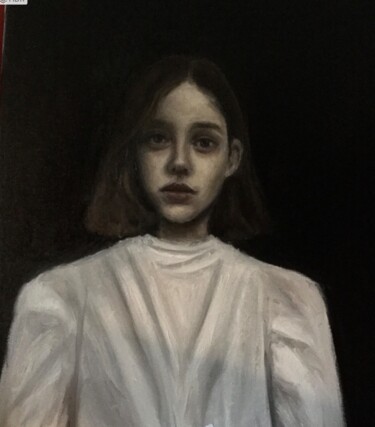 Картина под названием "The girl with thw w…" - Despoina Kantere, Подлинное произведение искусства, Масло