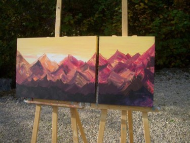 Painting titled "Montagnes" by Dominique Desroziers, Original Artwork