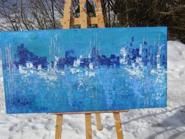 Painting titled "Blue one 100/50" by Dominique Desroziers, Original Artwork