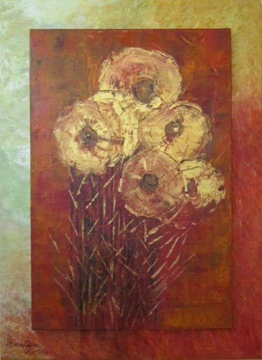 Peinture intitulée "Bouquet d'or 80/100" par Dominique Desroziers, Œuvre d'art originale, Huile