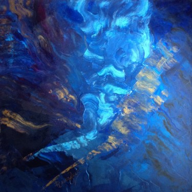 Painting titled "Sur un air de Blues…" by Dominique Desroziers, Original Artwork, Oil