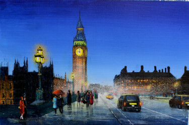 Une nuit à Londres Peinture intitulée "Une nuit à Londres" par Elika D (Lucky Heza), Œuvre d'art originale, Acrylique