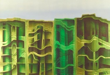 Painting titled "Paysage sous-terrain" by Guy Dessauges, Original Artwork, Oil