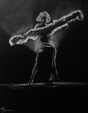 Drawing titled "burlesque" by Les Dessins De Sébastien, Original Artwork, Chalk