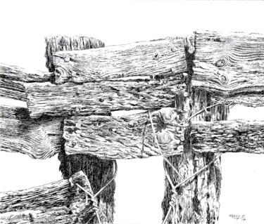 Drawing titled "Suite de la barriere" by Pierre Fabry, Original Artwork, Ink