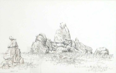Drawing titled "Guetteurs d'Ouessant" by Pierre Fabry, Original Artwork, Other