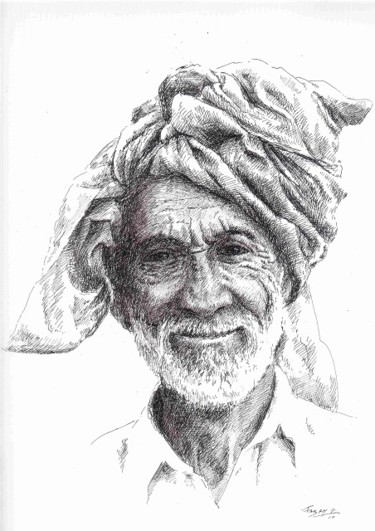 Dibujo titulada "Jardinier pakistana…" por Pierre Fabry, Obra de arte original, Otro