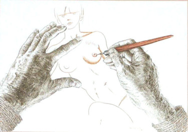 Dessin intitulée "Dessin d'un sein" par Pierre Fabry, Œuvre d'art originale, Autre