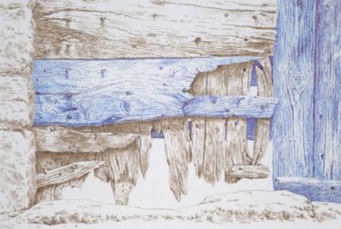 Dessin intitulée "Bois bleu, bois brun" par Pierre Fabry, Œuvre d'art originale, Autre