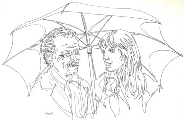 "Le parapluie" başlıklı Resim Pierre Fabry tarafından, Orijinal sanat, Mürekkep