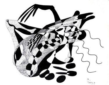 Zeichnungen mit dem Titel "Baiser macabre" von Pierre Fabry, Original-Kunstwerk, Tinte